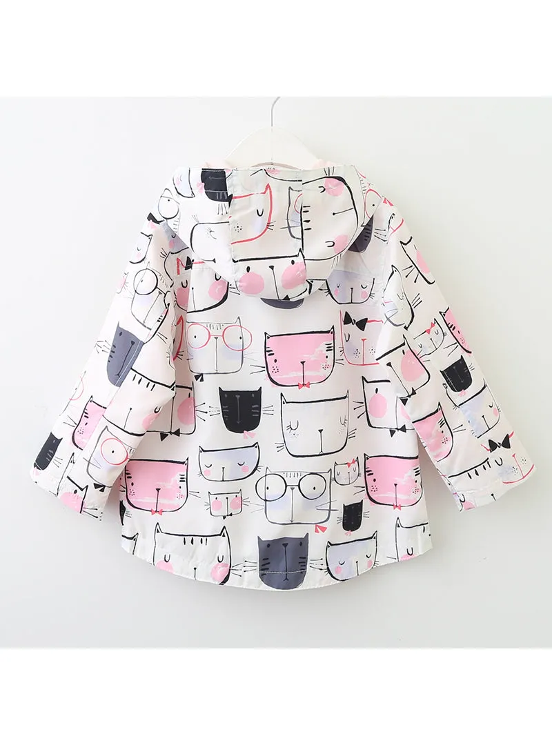Cartoon Cat Outerwear Hooded Kids Clothes