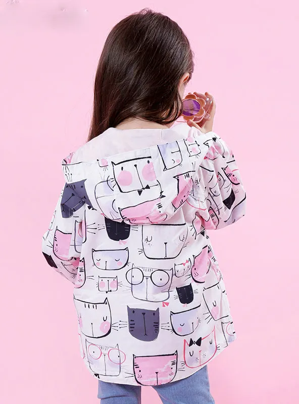 Cartoon Cat Outerwear Hooded Kids Clothes