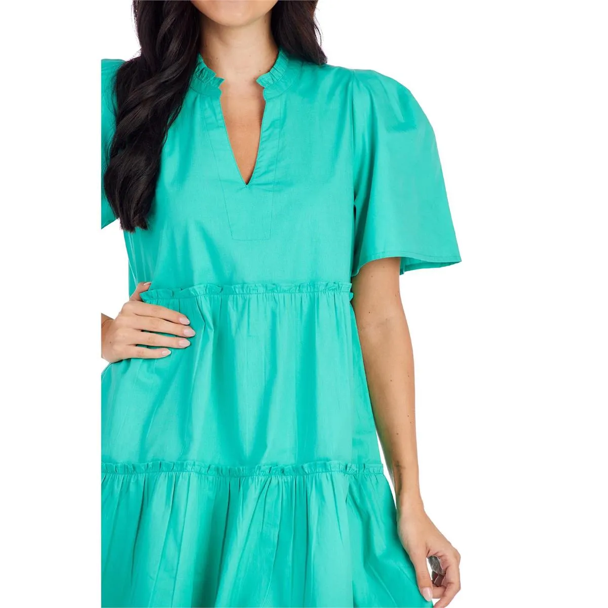 Elegant Tiered Green Watson Dress - Perfect for Casual and Formal Occasions