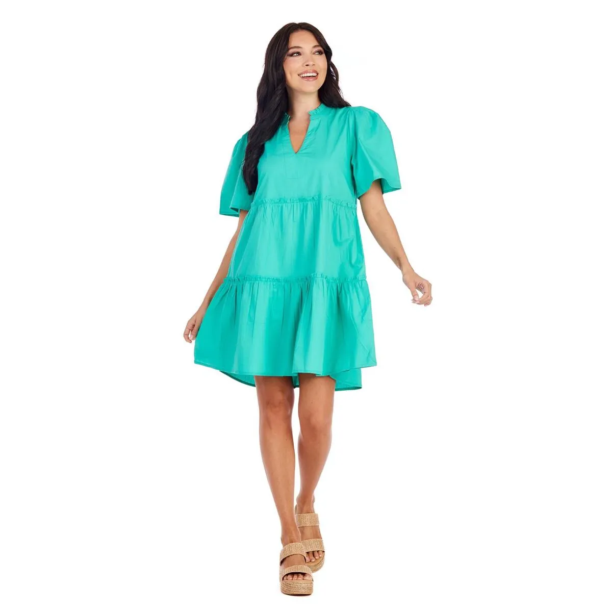 Elegant Tiered Green Watson Dress - Perfect for Casual and Formal Occasions