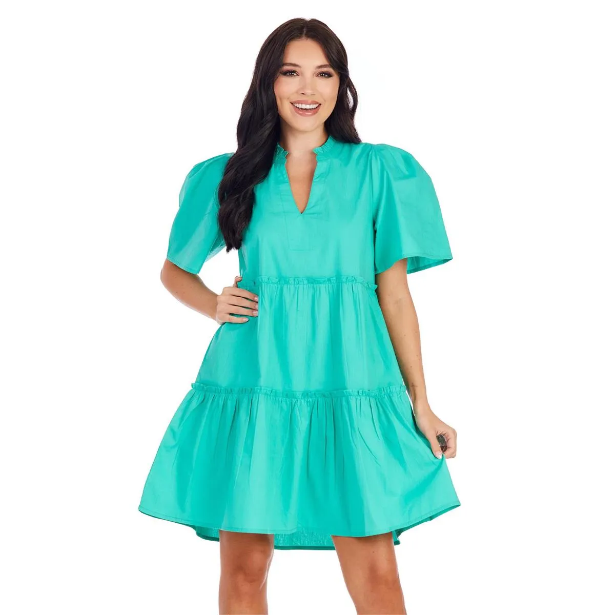 Elegant Tiered Green Watson Dress - Perfect for Casual and Formal Occasions