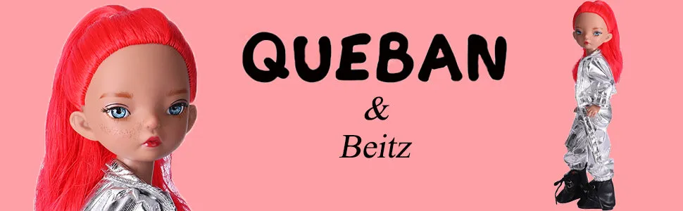 QUEBAN Doll by Beitz-Poseable Fashion Doll with Silver Jacket & Red Hair, A Pair of Designer Recommended Interchangeable Hand ,Great Gift for Kids 6-12 Years Old and Collectors– 11 ½ Inches