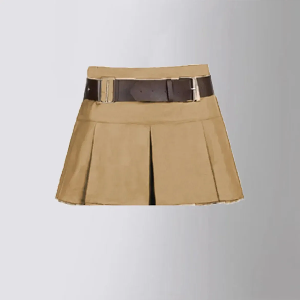 Teenage Girls Pleated Skirt Solid Casual All-match Cargo Skirt for Kids Short A-line High Waist Tutu Skirt Children With Belt